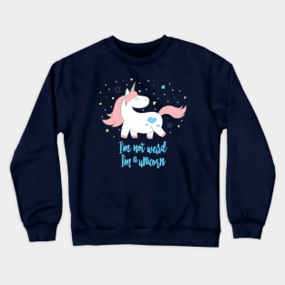 I'm not weird, im a unicorn - Cute little unicorn prancing around saying "I'm not weird, I'm a unicorn" that you and your kids would love! - Available in stickers, clothing, etc Crewneck Sweatshirt